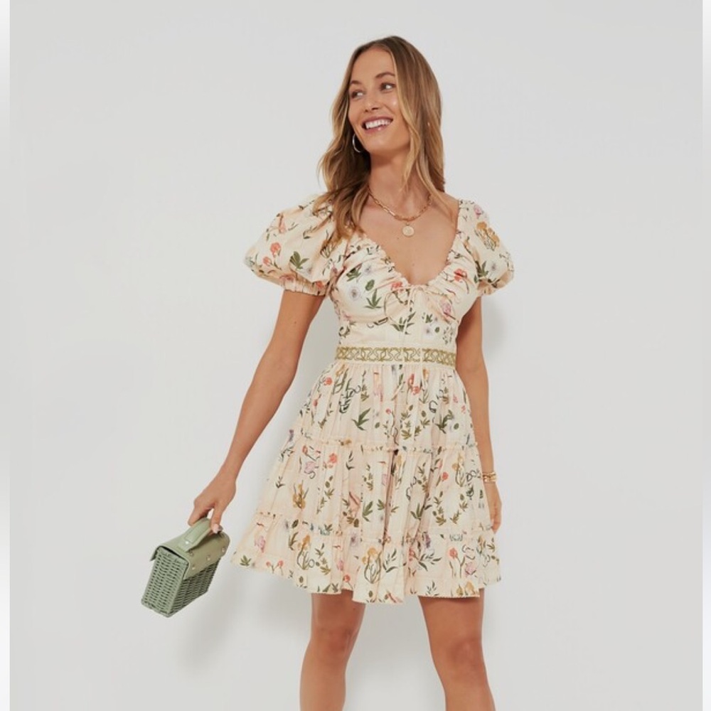 Agua by Agua Bendita Floral Puff Sleeve mini Dress